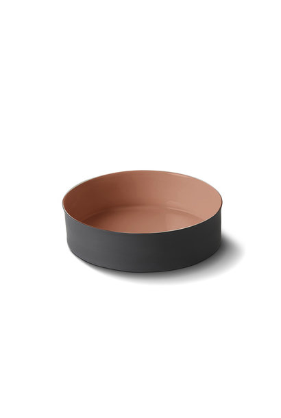 Cylinder Medium Bowl Porcelain - Black&Coral- Esma Dereboy 19x19x5cm