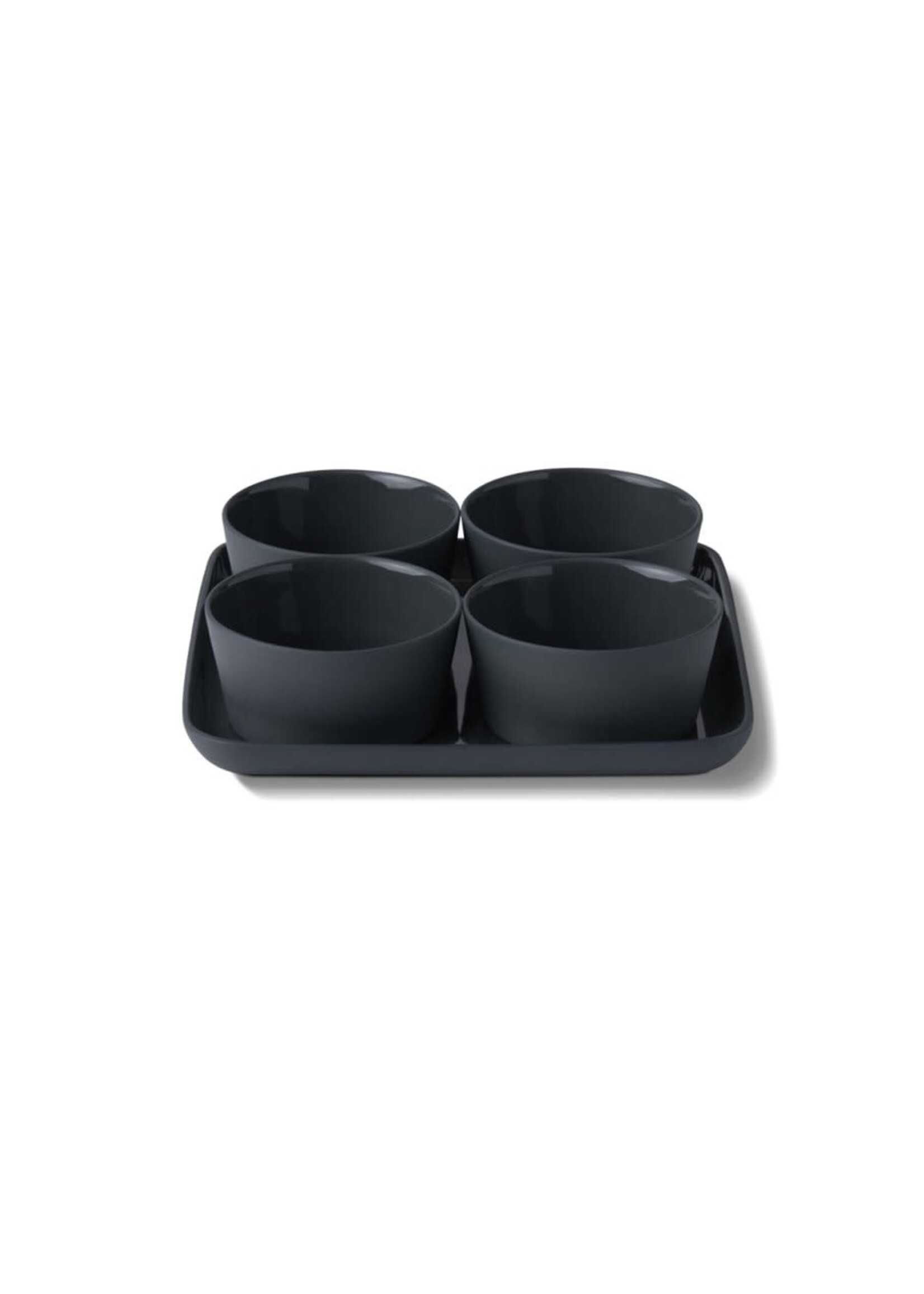 Esma Dereboy Square Service Set Porcelain - Black- Esma Dereboy Plate: 12x12x1.2 cm -Bowl: 6x6x3 cm