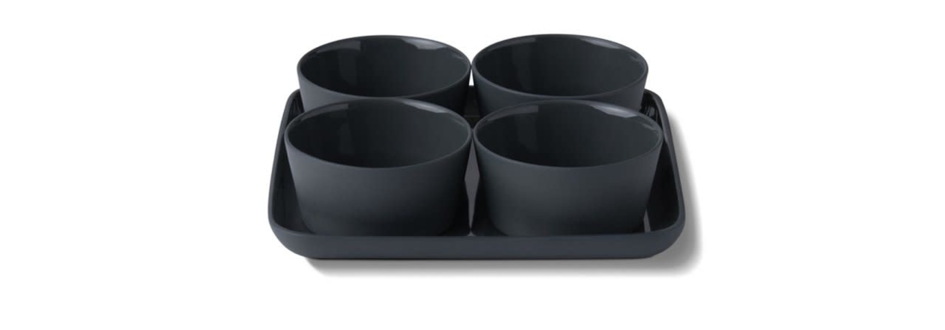 Square Service Set Porcelain - Black- Esma Dereboy Plate: 12x12x1.2 cm -Bowl: 6x6x3 cm