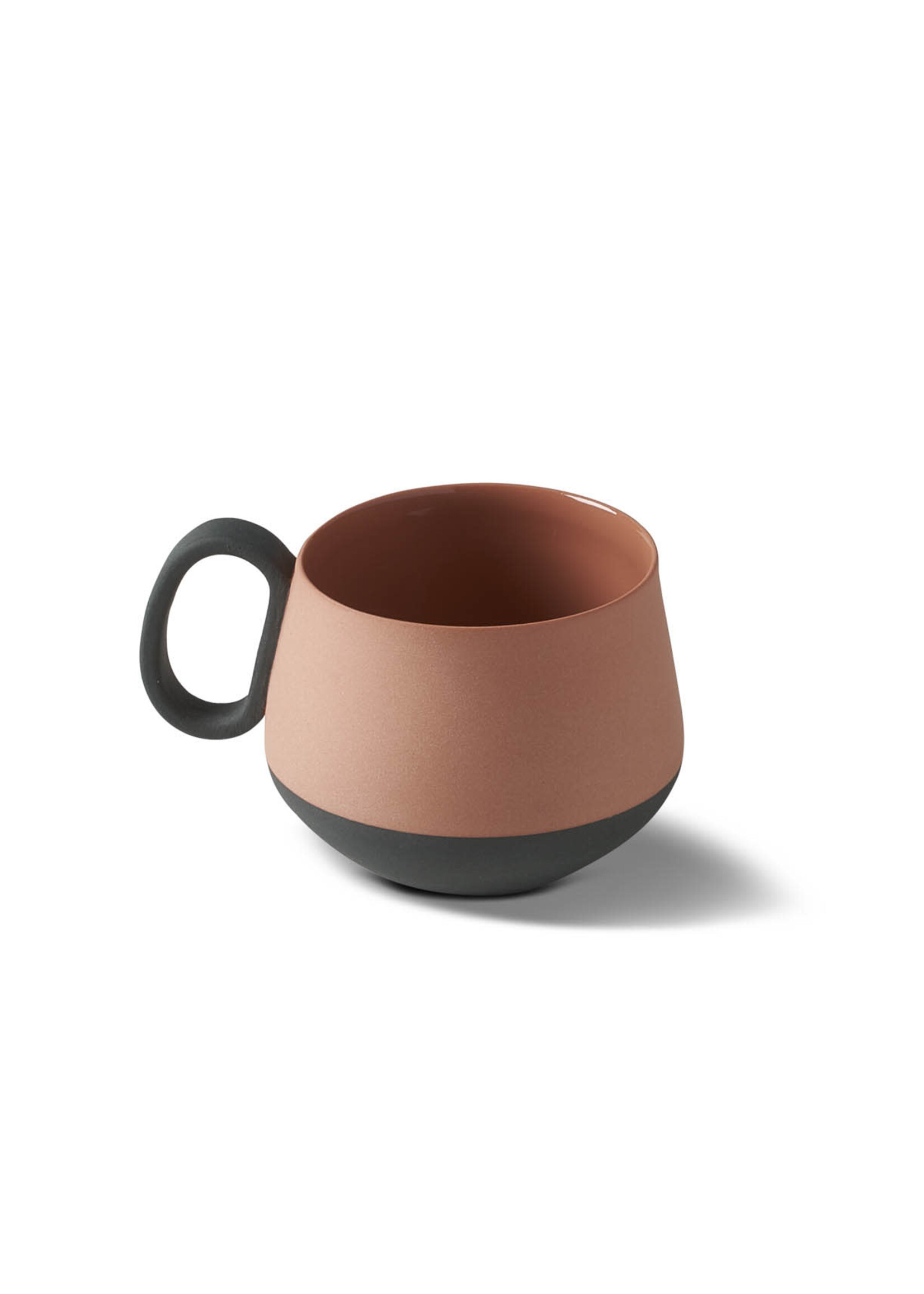 Esma Dereboy Tube Coffee Cup Porcelain - Black&Coral- Esma Dereboy 8x6x5cm