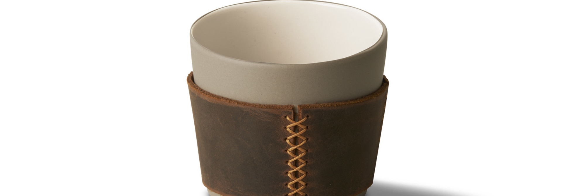 Mug With Leather Porcelain - Rock&Ivory- Esma Dereboy 8.5x8.5x7cm