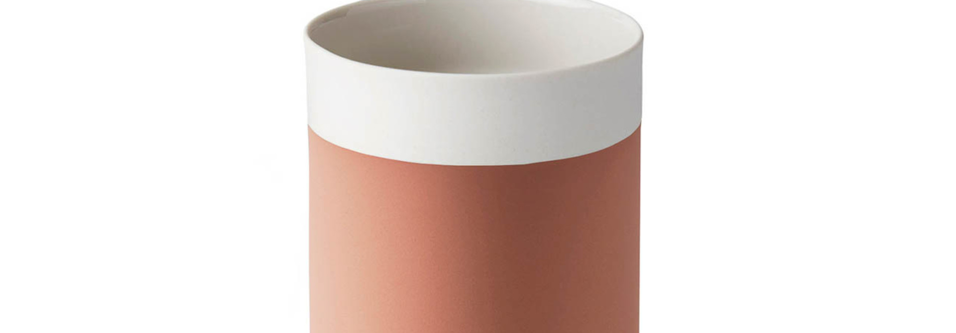 Capsule Medium Water Cup Porcelain - Coral&Ivory- Esma Dereboy 7.5x7.5x10.5cm