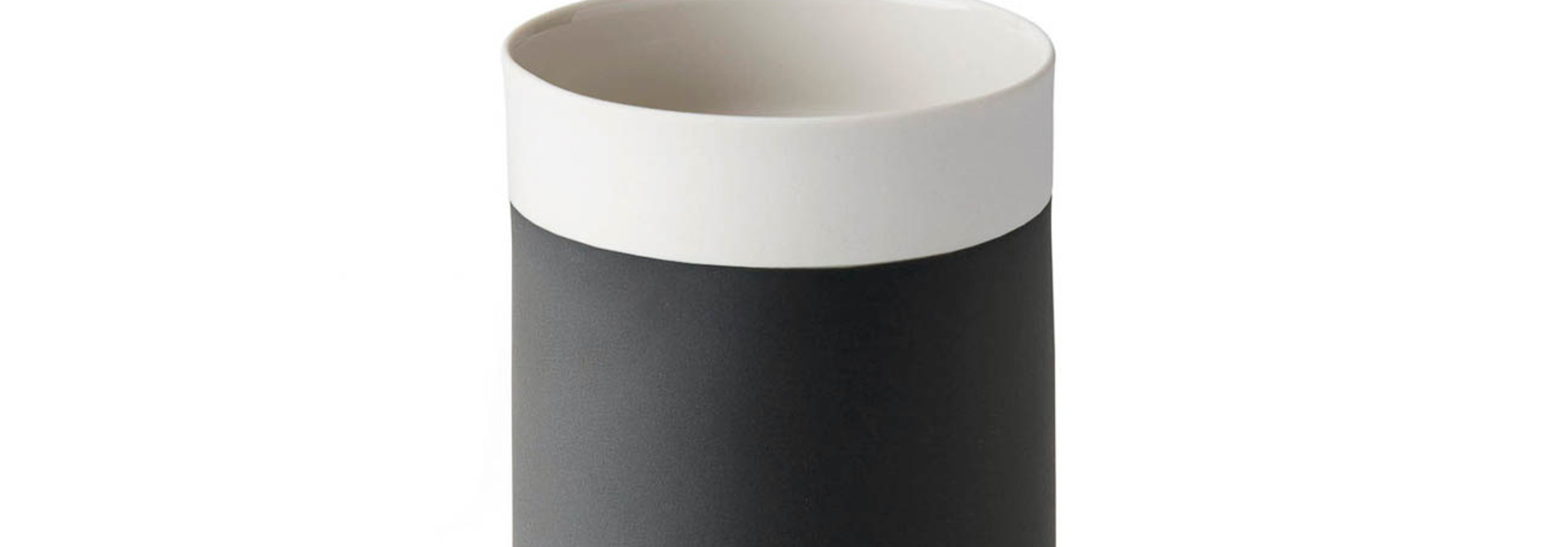 Capsule Medium Water Cup Porcelain - Black&Ivory- Esma Dereboy 7.5x7.5x10.5cm