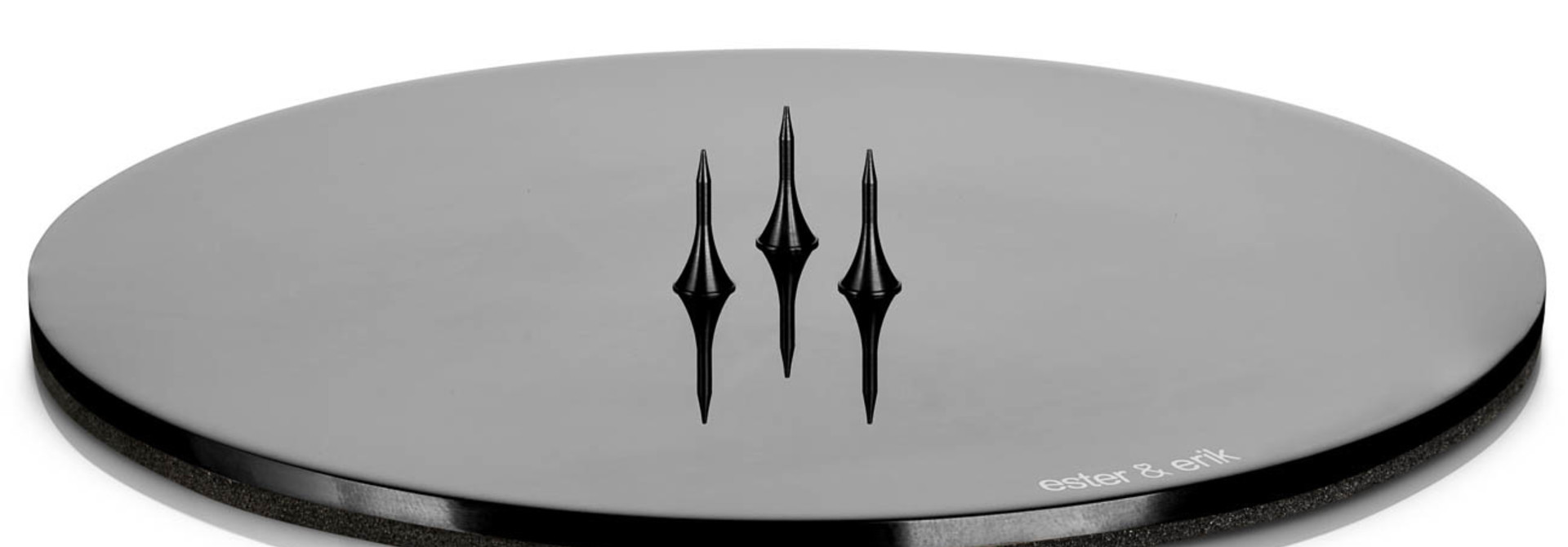 Candle Plate Shiny Black 12 cm-Ester&Erik