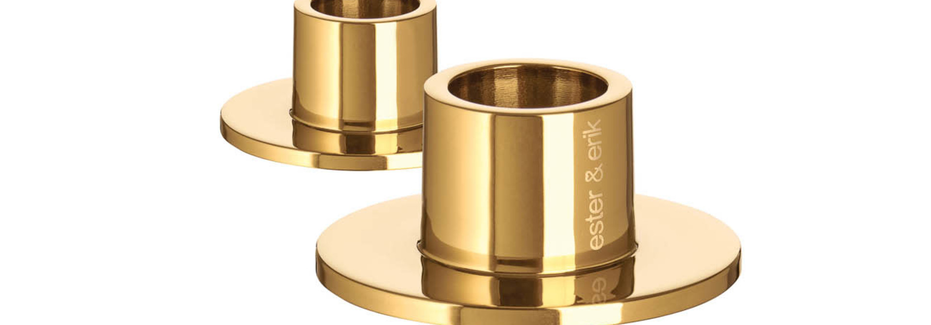 Candle Holder Shiny Gold Small 2 pcs-Ester&Erik