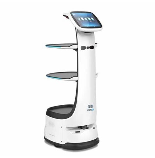 KEENON   Dinerbot T8 – Professionele Serveerrobot met 4 Trays en 20 kg Draagvermogen – Compact Ontwerp voor Smalle Doorgangen – Tot 15 uur Batterijduur – Voor Horeca en Hotels