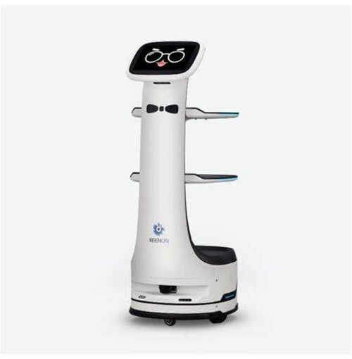 KEENON Dinerbot T8 – 3-in-1 Serveerrobot voor serveren, bezorgen en afruimen – Compact ontwerp voor doorgangen vanaf 55 cm – Tot 20 kg draagvermogen en 15 uur autonomie – Ideaal voor restaurants, cafés en hotels