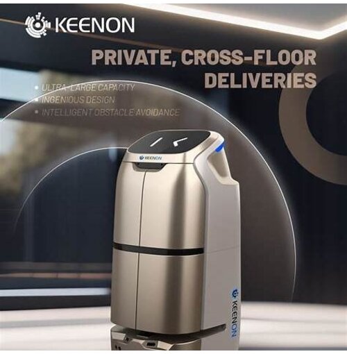 KEENON   Butlerbot W3 – Autonome Bezorgrobot met Liftintegratie – Voor Kamerservice, Horeca en Hotels – Tot 20 kg draagvermogen – Slim, veilig en 24/7 inzetbaar
