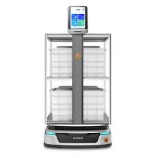 KEENON   S100 – Industriële Bezorgrobot met 100 kg draagvermogen – Autonome navigatie met Lidar en 3D-sensoren – Tot 10 uur werktijd – Ideaal voor logistiek, productie en magazijnen