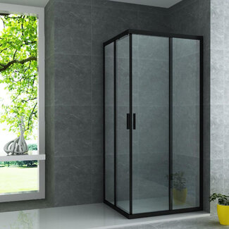 Aloni Douchecabine 90 x 90 x 195 cm met hoekinstap, 6 mm glas met mat zwart profiel