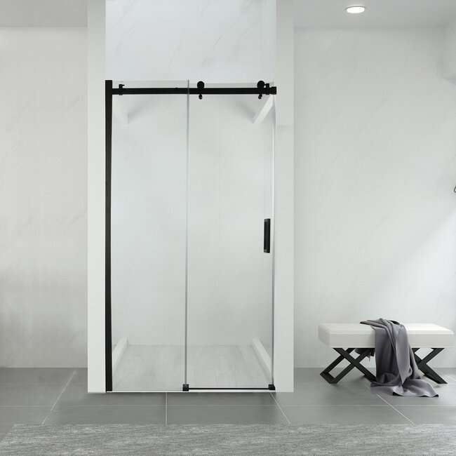 Schuifdeur - 8 mm Mat zwart 120x200cm