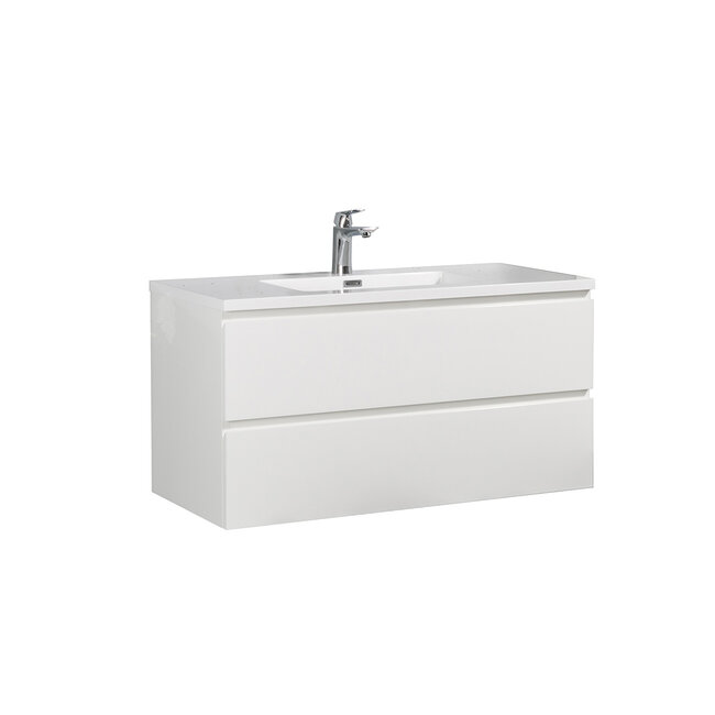 Badkamermeubel met Wastafel - 100 cm - Hoogglans Wit