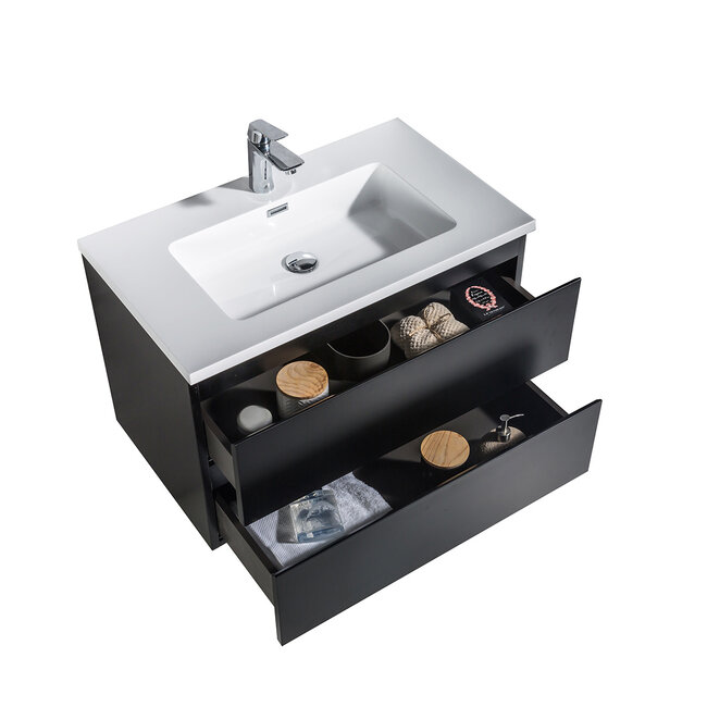 Badkamermeubel met Wastafel - 80 cm - Mat Zwart