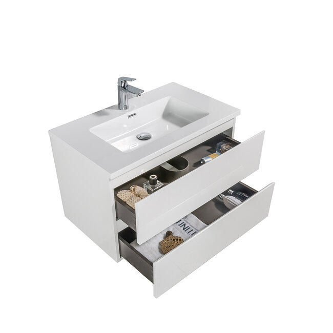 Badkamermeubel met Wastafel - 80 cm - Hoogglans Wit