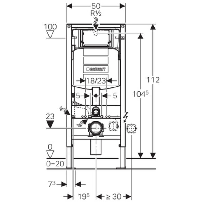 Geberit Systemfix UP320 Inbouwreservoir