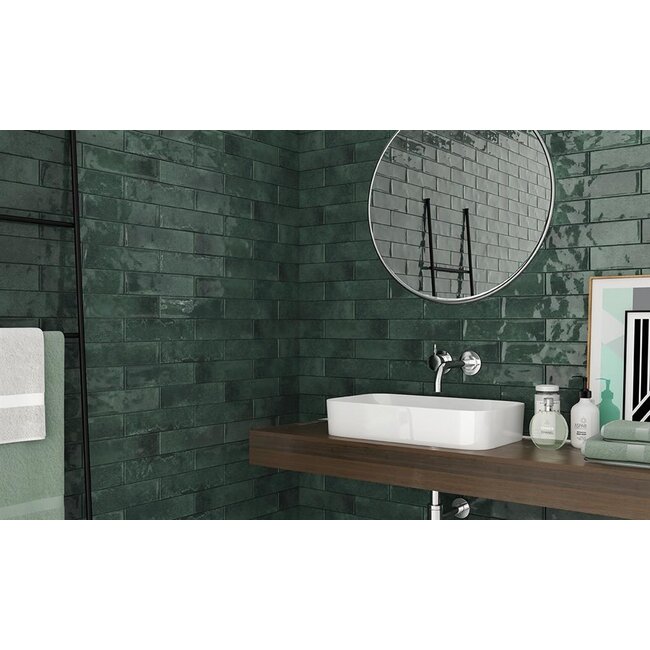Harlequin Green glans wandtegel 7x28 cm