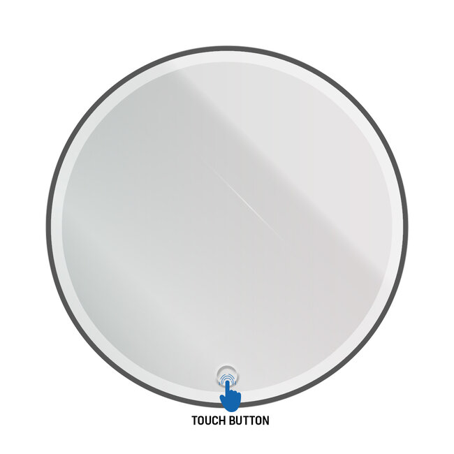 Spiegel Rond met LED Verlichting - 80 cm - Zwart