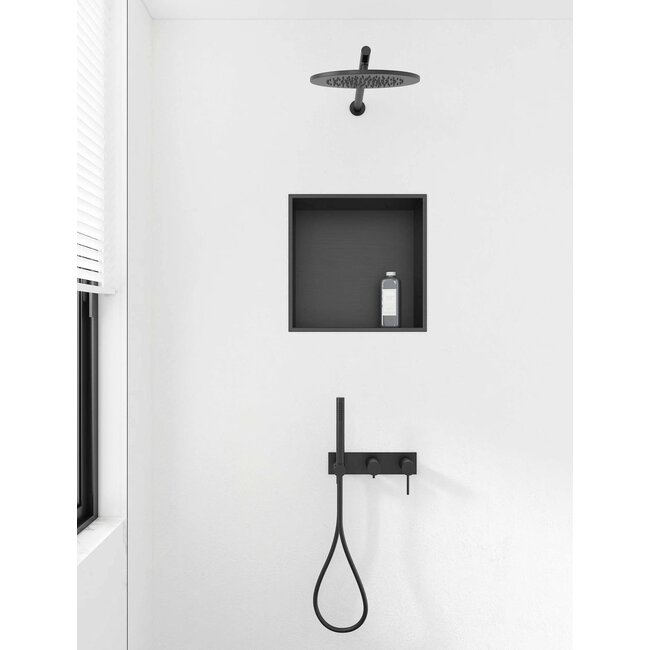 Inbouwnis RVS - Mat Zwart 30,5x30,5x10cm