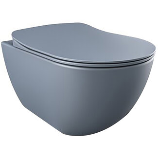 Randloos Hangtoilet met Verborgen Bevestiging en Toiletzitting – Mat Basalt – Soft-Close & Quick-Release