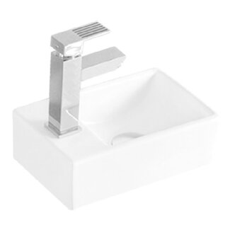 Keramische Fontein met Kraangat Links - 30,5x19x10,5 cm - Wit
