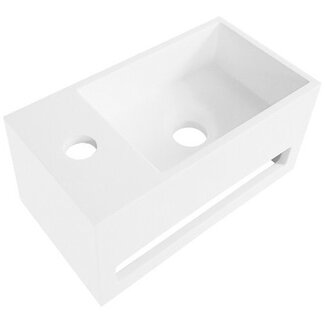 Solid Surface Wastafel met Handdoekhouder en Kraangat Links 35,8×20,5×15,7cm