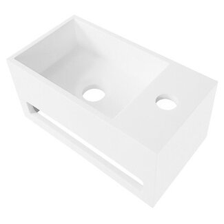 Solid Surface Wastafel met Handdoekhouder en Kraangat Rechts  35,8×20,5×15,7cm