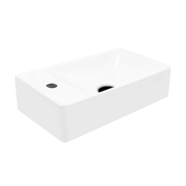 Keramische Fontein met Kraangat Links - 37,5x22x10 cm - Wit