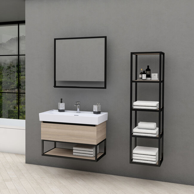 Badkamermeubel Sharp met Wastafel - 80 cm - Noot