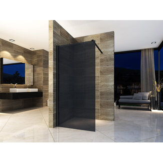 Aloni Inloopdouche 140 x 200 cm, 8 mm rookglas met mat zwart profiel