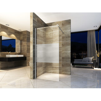 Aloni Inloopdouche 80 x 200 cm, 8 mm helder glas met half mat chroom profiel