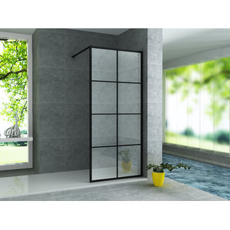 Aloni Inloopdouche Christina 90 x 200 cm, 8 mm glas met mat zwart raster