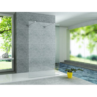 Aloni Inloopdouche 120 x 200 cm, 8 mm helder glas met chroom profiel