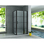 Douchecabine Draaideur met Zijwand Mat Zwart 8mm Nano Glas 90x140cm