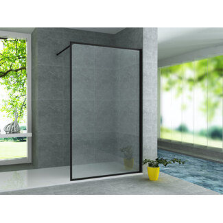 Aloni Inloopdouche met kader 100 x 200 cm, 8 mm helder glas met mat zwart profiel