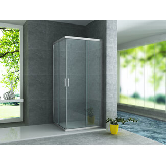 Aloni Douchecabine 80 x 80 x 195 cm met hoekinstap, chroom profiel