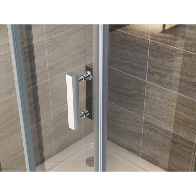 Draaideur met Zijwand 6mm Glas - 80x80 cm - Chroom