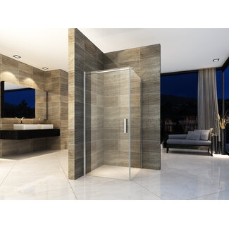 Aloni Draaideur met zijwand 90 x 90 cm, 6 mm glas met chroom profiel