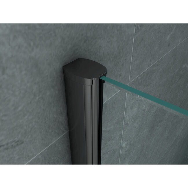 Douchecabine Schuifdeur met Zijwand - Mat zwart (8mm Glas) 90x160 cm