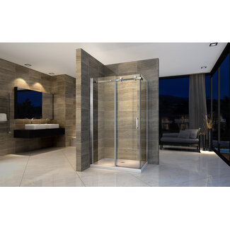 Aloni Douchecabine 90 x 160 x 195 cm met schuifdeur en zijwand, chroom profiel