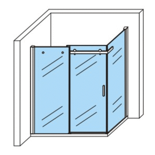 Douchecabine Schuifdeur met Zijwand Chroom (90X160X195CM)