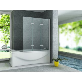Aloni Badwand driedelig inklapbaar 130 x 140 cm chroom