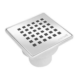 Vloersifon 15 x 15 cm PVC met inox rooster en verticale uitgang