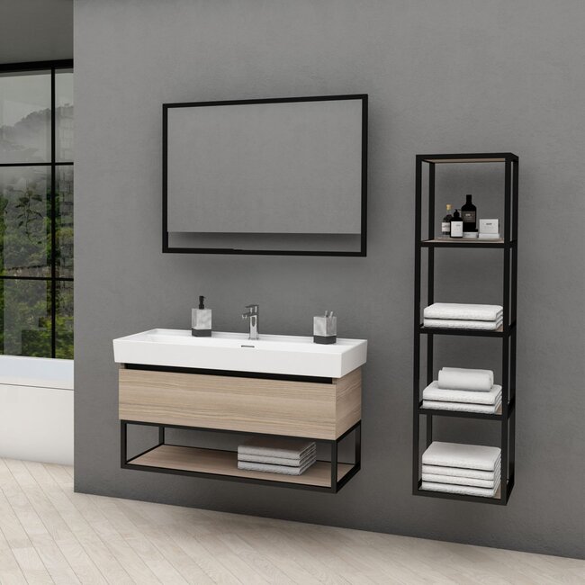 Badkamermeubel Sharp met Wastafel - 100 cm - Noot