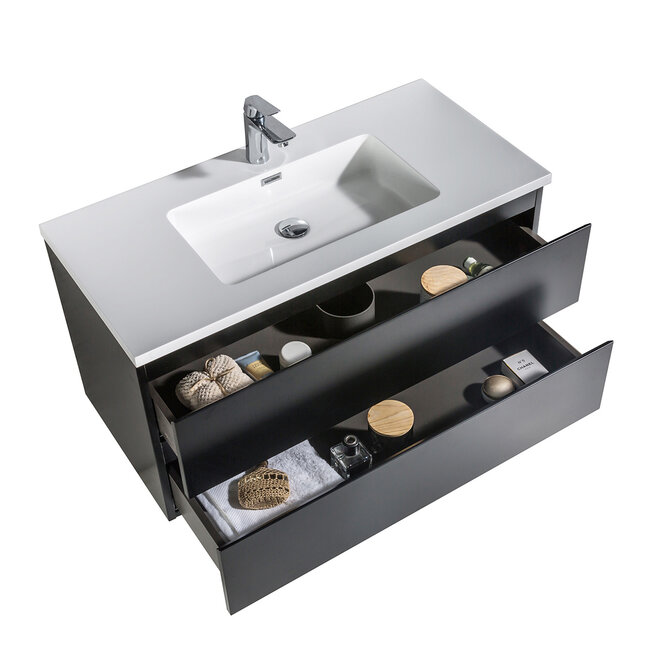 Badkamermeubel met Wastafel - 100 cm - Mat Zwart