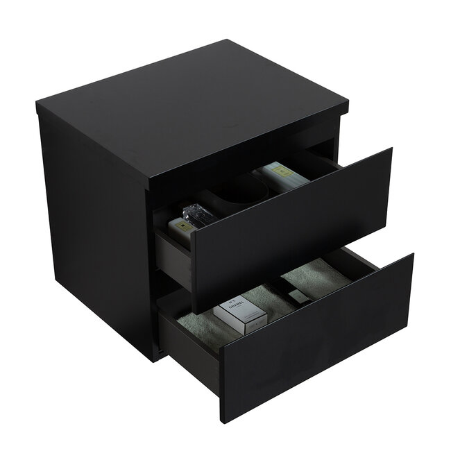 Badkamermeubel met Topblad voor Waskom 60cm - Mat Zwart