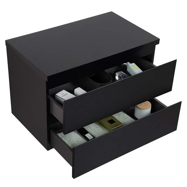 Badkamermeubel met Topblad voor Waskom - 80 cm - Mat Zwart