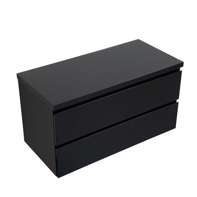 Badkamermeubel met Topblad voor Waskom 100cm - Mat Zwart