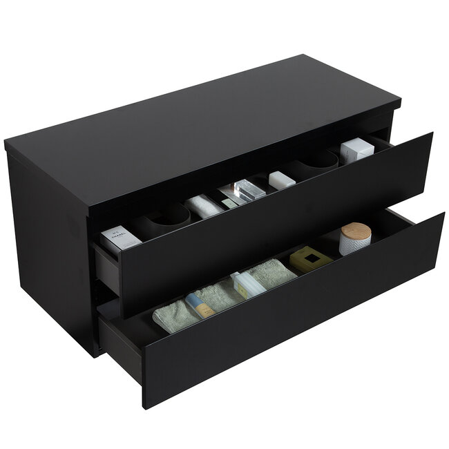Badkamermeubel met Topblad voor Waskom 120cm - Mat Zwart