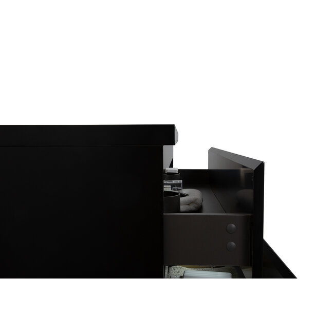Badkamermeubel met Topblad voor Waskom 120cm - Mat Zwart