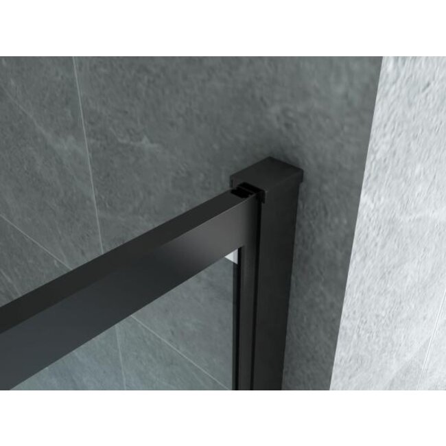 Inloopdouche 8mm Helder Glas met Mat Zwart Raster - 140 x 200 cm